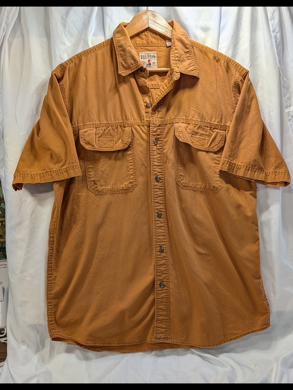 Redhead Brand Co. Men's Short-Sleeve Button Front Work Shirt in Rust Size L